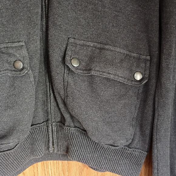 GAP Mens Gray Full Zip Bomber Sweater L Ribbed Collar Utility Pockets Gorpcore - Picture 9 of 9